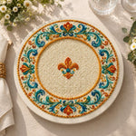 Easter Decorative Charger Plate – Cream Fleur De Lis Scroll - MintiHome