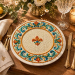 Easter Decorative Charger Plate – Cream Fleur De Lis Scroll - MintiHome