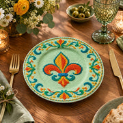Easter Decorative Charger Plate – Mint Fleur De Lis Scroll - MintiHome