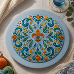 Easter Decorative Charger Plate – Blue Fleur De Lis Lattice - MintiHome