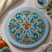 Easter Decorative Charger Plate – Blue Fleur De Lis Lattice - MintiHome