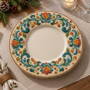 Easter Decorative Charger Plate – Cream Fleur De Lis Ribbon - MintiHome