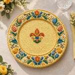 Easter Decorative Charger Plate – Cream Yellow Ring Fleur De Lis - MintiHome