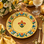 Easter Decorative Charger Plate – Cream Yellow Ring Fleur De Lis - MintiHome
