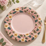 Easter Decorative Charger Plate – Pink Daisy Leaf Allover - MintiHome