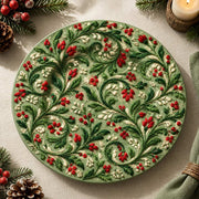 Christmas Decorative Charger Plate – Cream Berry Leaf Allover - MintiHome
