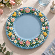 Easter Decorative Charger Plate – Blue Easter Egg Chick Border - MintiHome