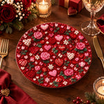 Valentine's Day Decorative Charger Plate – Red Heart Bloom Allover - MintiHome