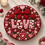 Valentine's Day Decorative Charger Plate – Deep Red Love Rose Bow - MintiHome