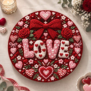 Valentine's Day Decorative Charger Plate – Deep Red Love Rose Bow - MintiHome