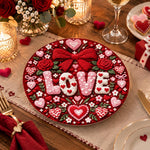 Valentine's Day Decorative Charger Plate – Deep Red Love Rose Bow - MintiHome