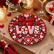 Valentine's Day Decorative Charger Plate – Deep Red Love Rose Bow - MintiHome