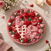 Valentine's Day Decorative Charger Plate – Pink Love Hearts Bows - MintiHome