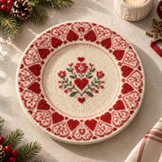 Valentine's Day Decorative Charger Plate – Cream Heart Band Medallion - MintiHome