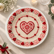 Valentine's Day Decorative Charger Plate – Cream Central Heart Frame - MintiHome