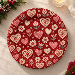 Valentine's Day Decorative Charger Plate – Red Heart Blossom Field - MintiHome