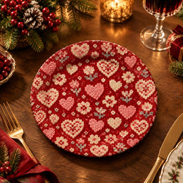 Valentine's Day Decorative Charger Plate – Red Heart Blossom Field - MintiHome
