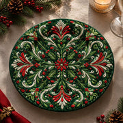 Christmas Decorative Charger Plate – Deep Green Symmetry Medallion - MintiHome
