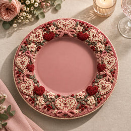 Valentine's Day Decorative Charger Plate – Blush Heart Bloom Border - MintiHome