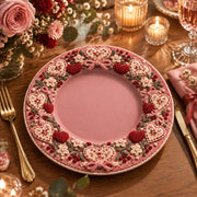 Valentine's Day Decorative Charger Plate – Blush Heart Bloom Border - MintiHome