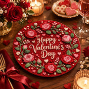 Valentine's Day Decorative Charger Plate – Red Valentine Rose Script - MintiHome