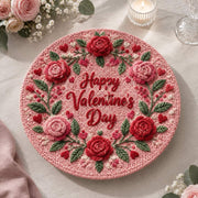 Valentine's Day Decorative Charger Plate – Tonal Valentine Rose Script - MintiHome