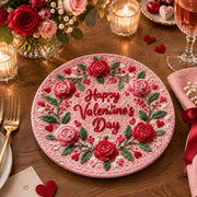 Valentine's Day Decorative Charger Plate – Tonal Valentine Rose Script - MintiHome