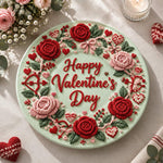 Valentine's Day Decorative Charger Plate – Mint Valentine Rose Script - MintiHome