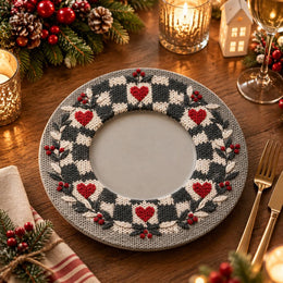 Valentine's Day Decorative Charger Plate – Grey Heart Band Ring - MintiHome