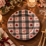 Valentine's Day Decorative Charger Plate – Rose Check Bow Grid - MintiHome
