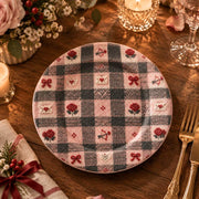 Valentine's Day Decorative Charger Plate – Rose Check Bow Grid - MintiHome