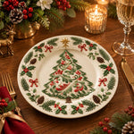 Christmas Decorative Charger Plate – Cream Tree Bow Garland - MintiHome