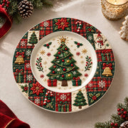 Christmas Decorative Charger Plate – Plaid Patch Tree Medallion - MintiHome