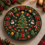 Christmas Decorative Charger Plate – Green Motif Allover Snowman - MintiHome