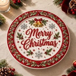 Christmas Decorative Charger Plate – Merry Christmas Script Snowflake - MintiHome