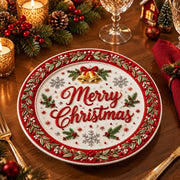 Christmas Decorative Charger Plate – Merry Christmas Script Snowflake - MintiHome