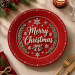 Christmas Decorative Charger Plate – Merry Christmas Script Red - MintiHome
