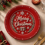 Christmas Decorative Charger Plate – Merry Christmas Script Red - MintiHome