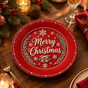 Christmas Decorative Charger Plate – Merry Christmas Script Red - MintiHome