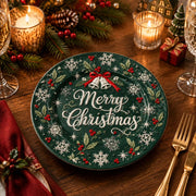 Christmas Decorative Charger Plate – Deep Green Merry Christmas Bell - MintiHome