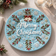 Christmas Decorative Charger Plate – Ice Blue Merry Christmas Bell - MintiHome