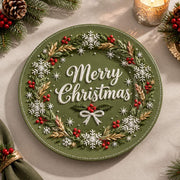 Christmas Decorative Charger Plate – Olive Merry Christmas Poinsettia - MintiHome