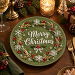 Christmas Decorative Charger Plate – Olive Merry Christmas Poinsettia - MintiHome