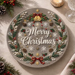 Christmas Decorative Charger Plate – Silver Merry Christmas Poinsettia - MintiHome