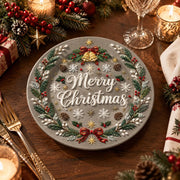Christmas Decorative Charger Plate – Silver Merry Christmas Poinsettia - MintiHome