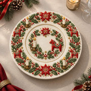 Christmas Decorative Charger Plate – Cream Dala Horse Wreath Ring - MintiHome