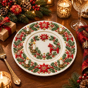 Christmas Decorative Charger Plate – Cream Dala Horse Wreath Ring - MintiHome