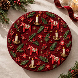 Christmas Decorative Charger Plate – Red Dala Horse Candle Field - MintiHome