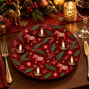 Christmas Decorative Charger Plate – Red Dala Horse Candle Field - MintiHome