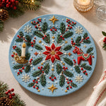 Christmas Decorative Charger Plate – Blue Poinsettia Star Candle - MintiHome